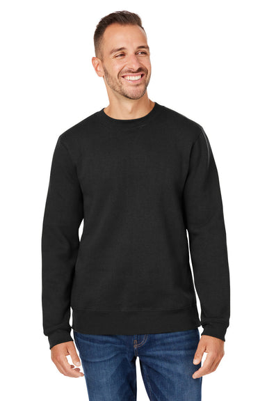 J America 8424JA Mens Premium Fleece Crewneck Sweatshirt Black Model Front