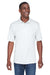 UltraClub 8425 Mens Cool & Dry Performance Moisture Wicking Short Sleeve Polo Shirt White Model Front