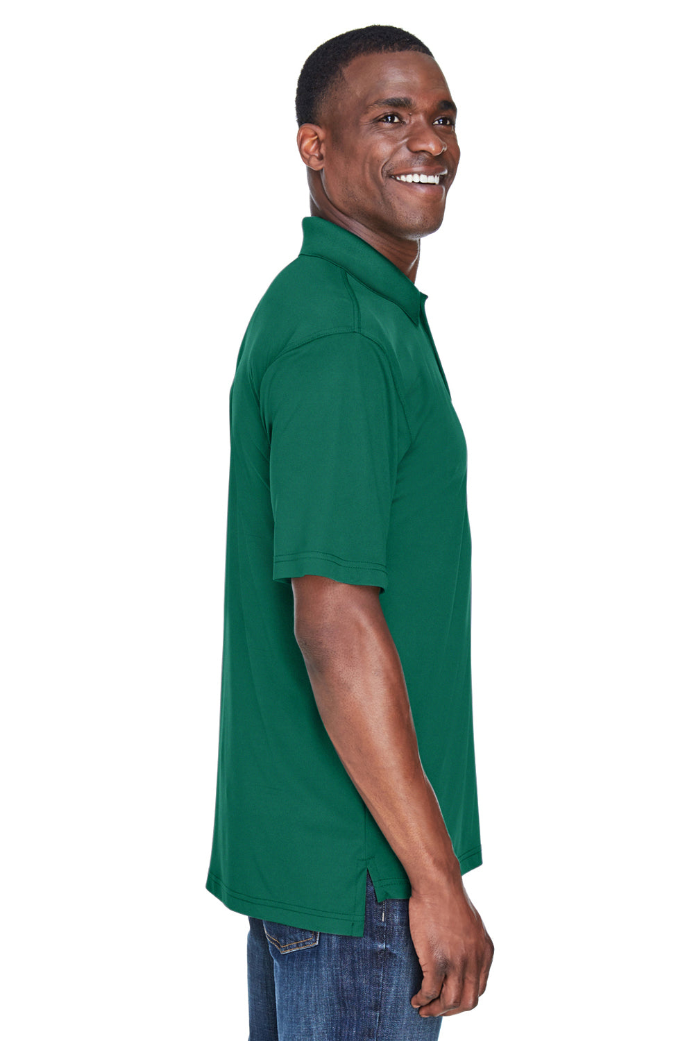 UltraClub 8425 Mens Cool & Dry Performance Moisture Wicking Short Sleeve Polo Shirt Forest Green Model Side