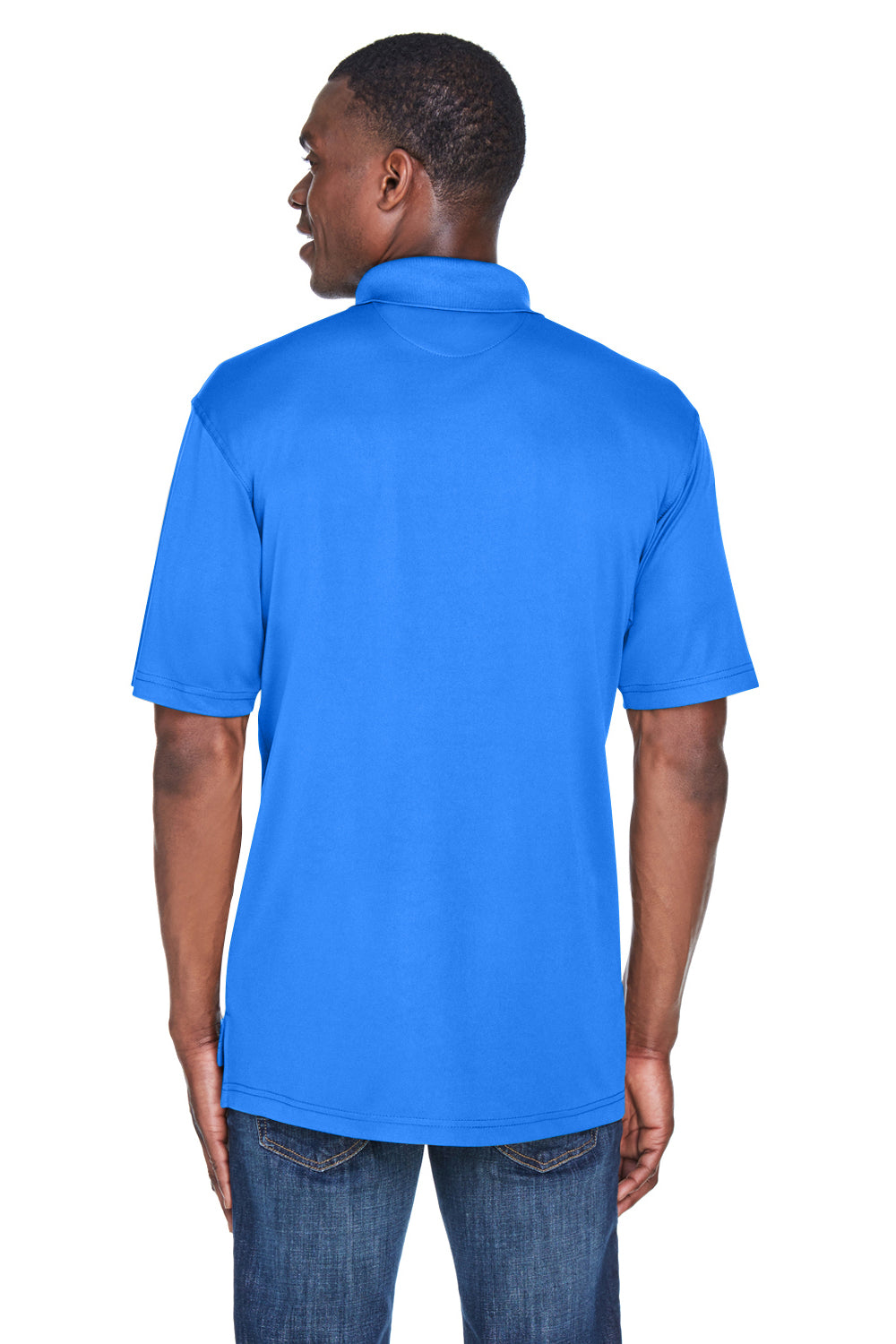 UltraClub 8425 Mens Cool & Dry Performance Moisture Wicking Short Sleeve Polo Shirt Royal Blue Model Back