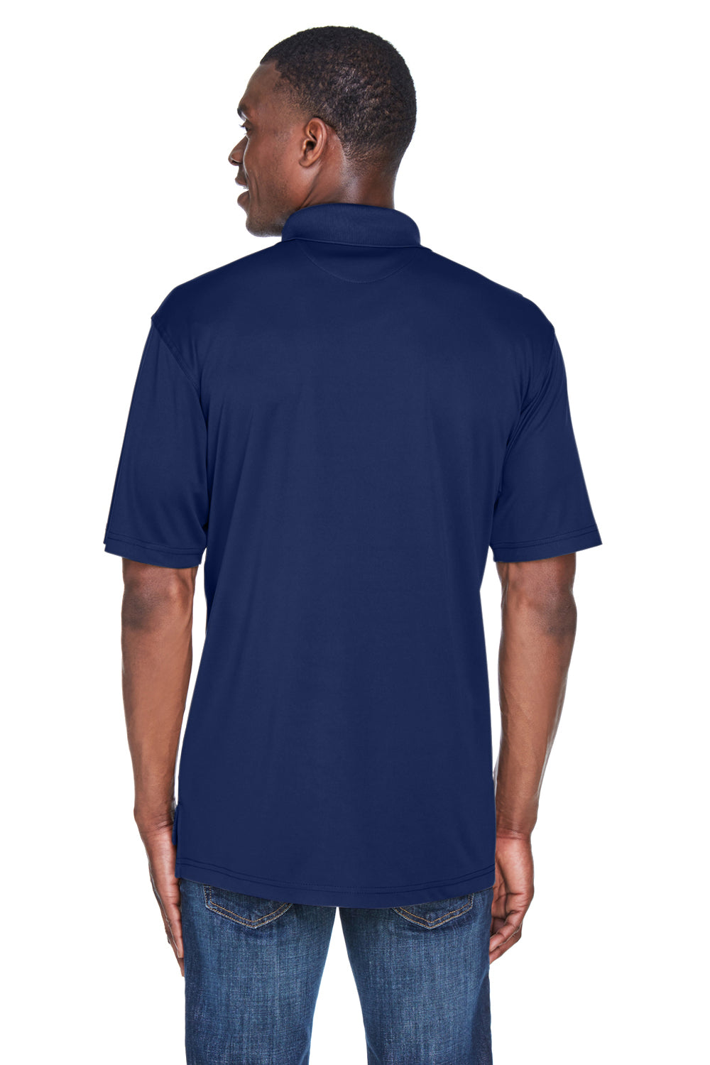 UltraClub 8425 Mens Cool & Dry Performance Moisture Wicking Short Sleeve Polo Shirt Navy Blue Model Back