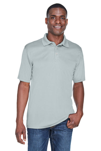 UltraClub 8425 Mens Cool & Dry Performance Moisture Wicking Short Sleeve Polo Shirt Grey Model Front