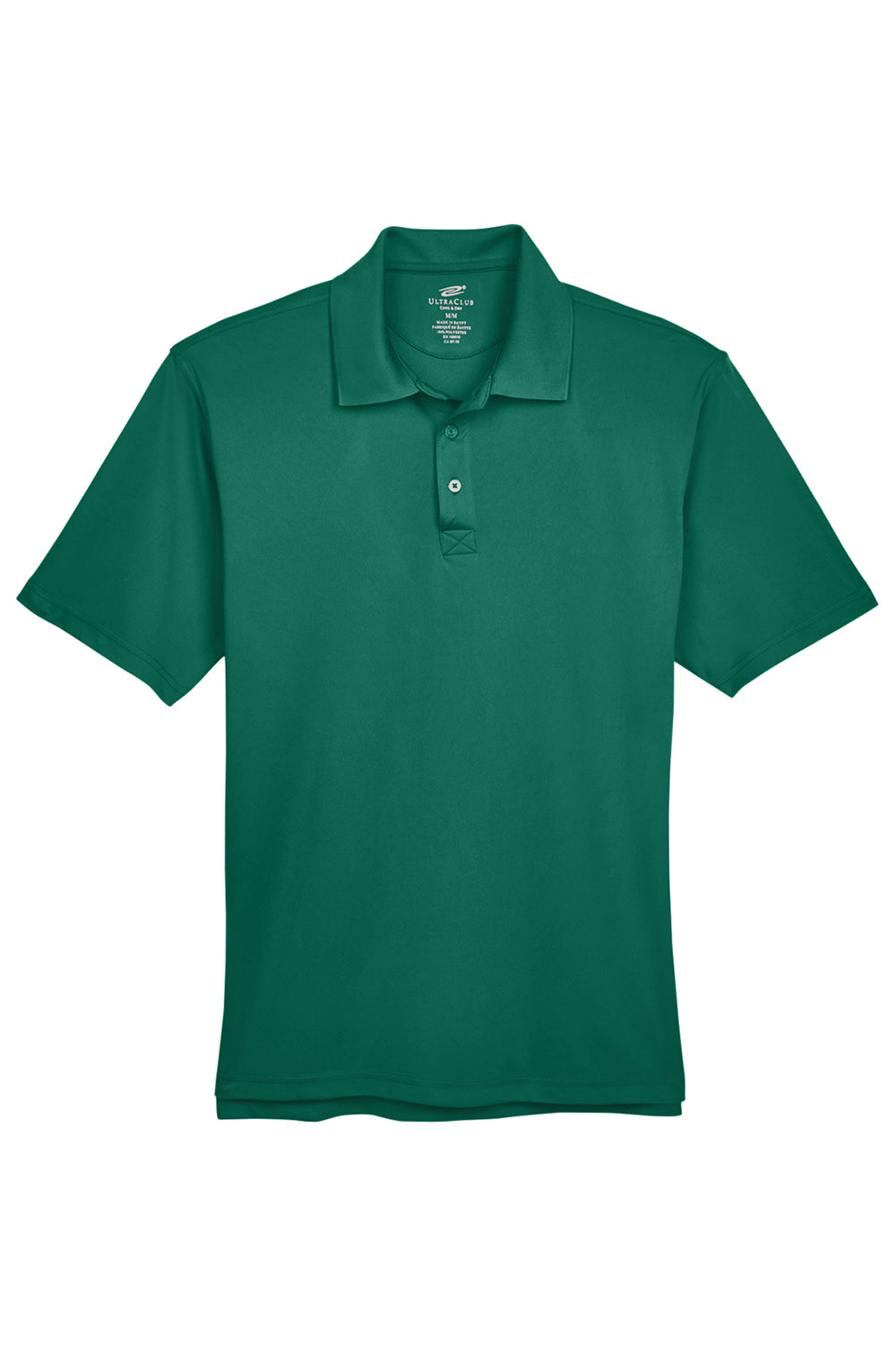 UltraClub 8425 Mens Cool & Dry Performance Moisture Wicking Short Sleeve Polo Shirt Forest Green Flat Front