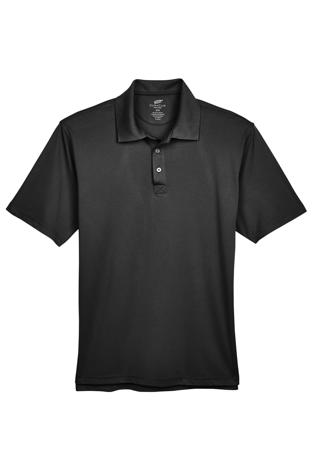 UltraClub 8425 Mens Cool & Dry Performance Moisture Wicking Short Sleeve Polo Shirt Black Flat Front