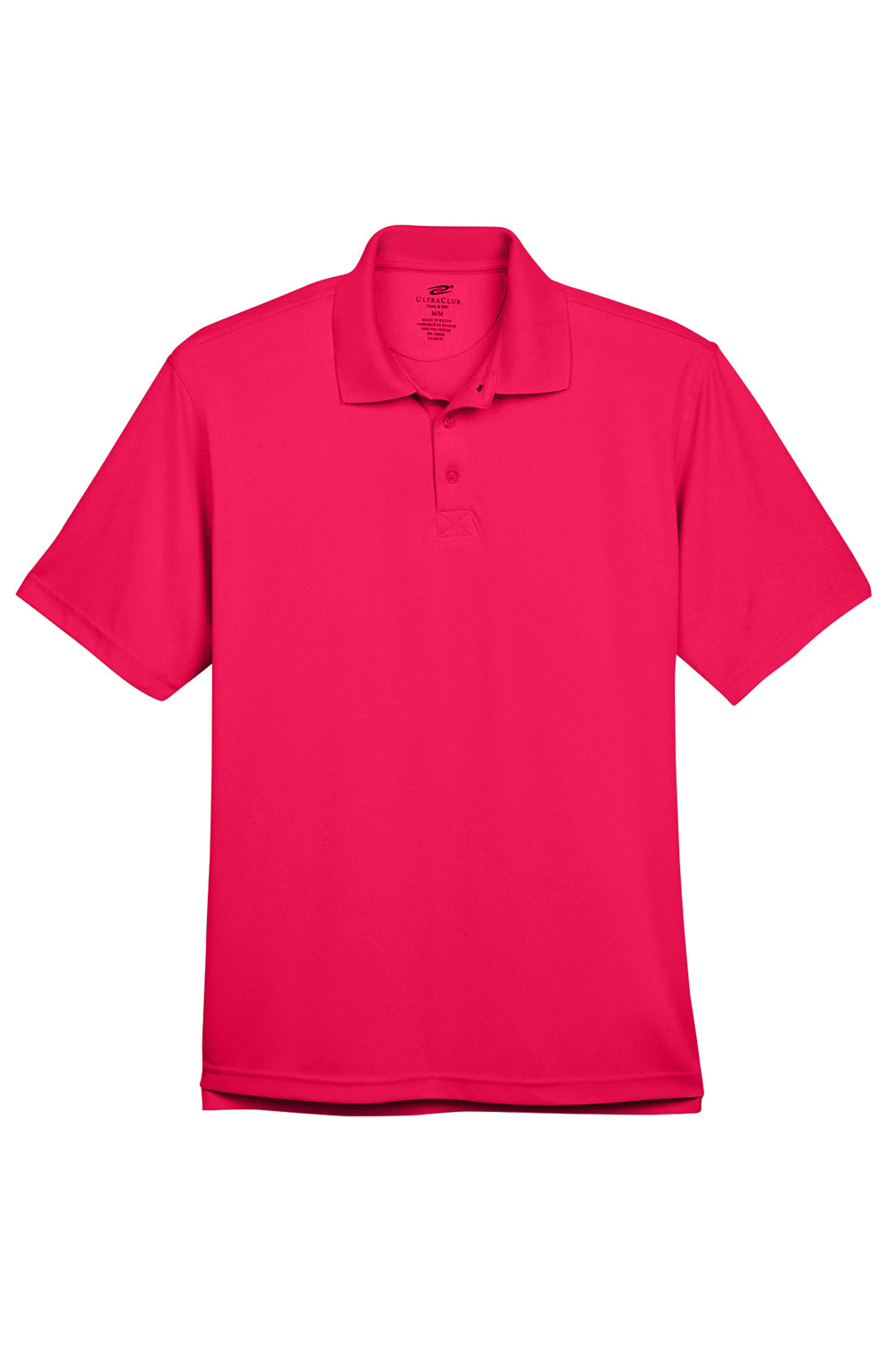 UltraClub 8425 Mens Cool & Dry Performance Moisture Wicking Short Sleeve Polo Shirt Red Flat Front