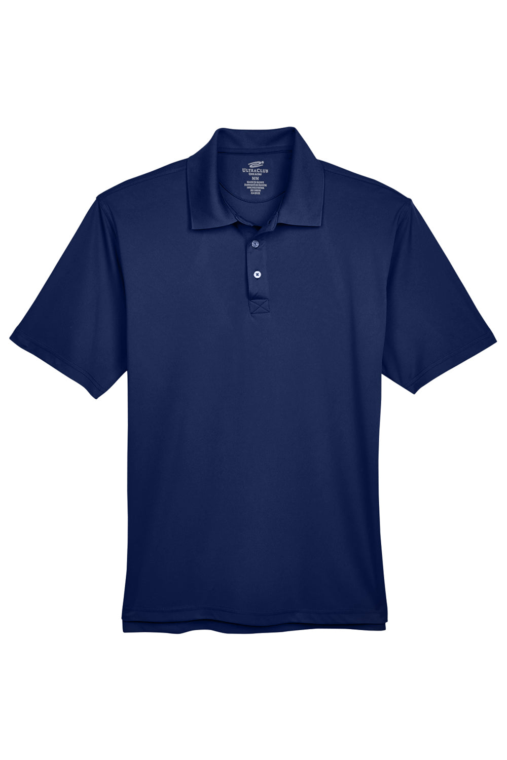 UltraClub 8425 Mens Cool & Dry Performance Moisture Wicking Short Sleeve Polo Shirt Navy Blue Flat Front