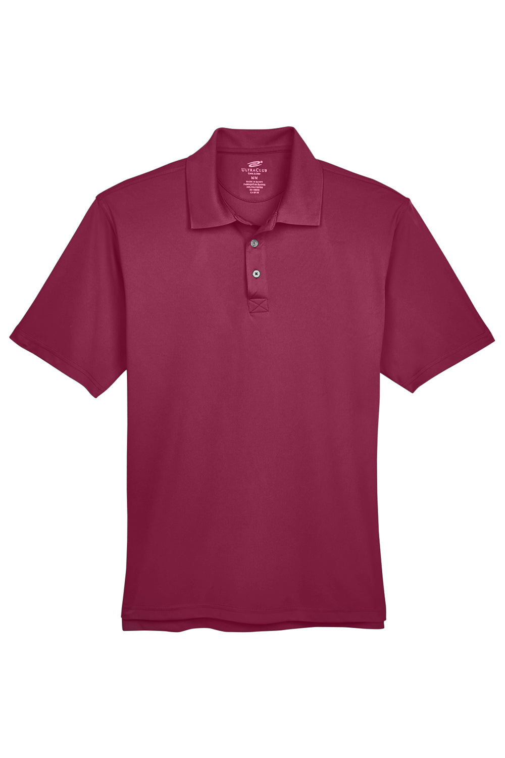 UltraClub 8425 Mens Cool & Dry Performance Moisture Wicking Short Sleeve Polo Shirt Maroon Flat Front