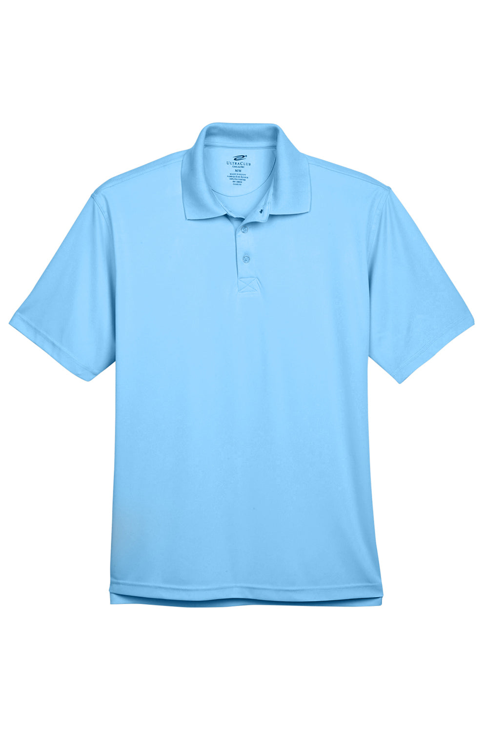 UltraClub 8425 Mens Cool & Dry Performance Moisture Wicking Short Sleeve Polo Shirt Columbia Blue Flat Front