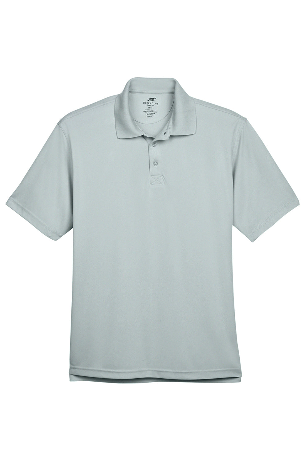 UltraClub 8425 Mens Cool & Dry Performance Moisture Wicking Short Sleeve Polo Shirt Grey Flat Front