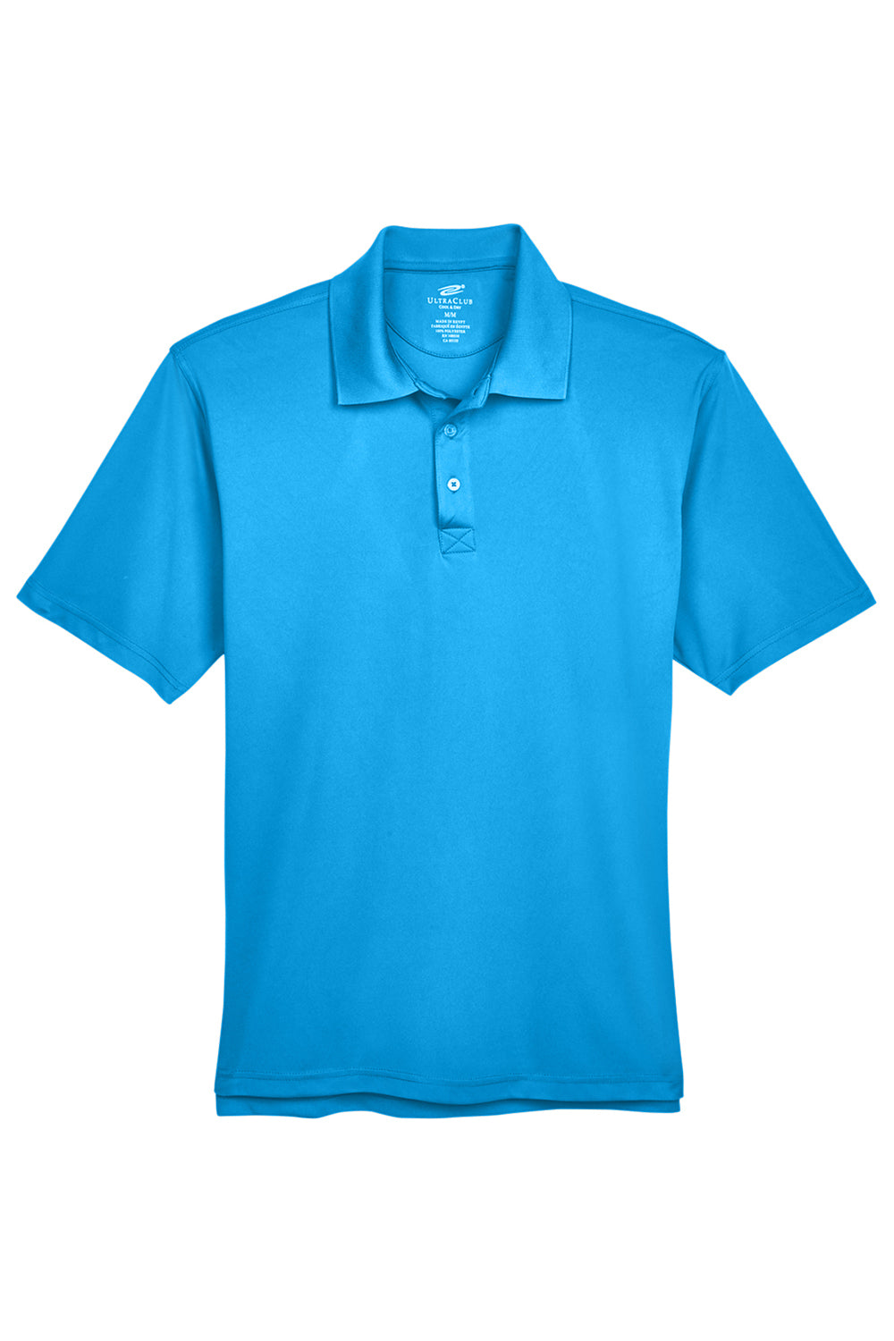 UltraClub 8425 Mens Cool & Dry Performance Moisture Wicking Short Sleeve Polo Shirt Sapphire Blue Flat Front