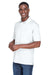 UltraClub 8425 Mens Cool & Dry Performance Moisture Wicking Short Sleeve Polo Shirt White Model 3q