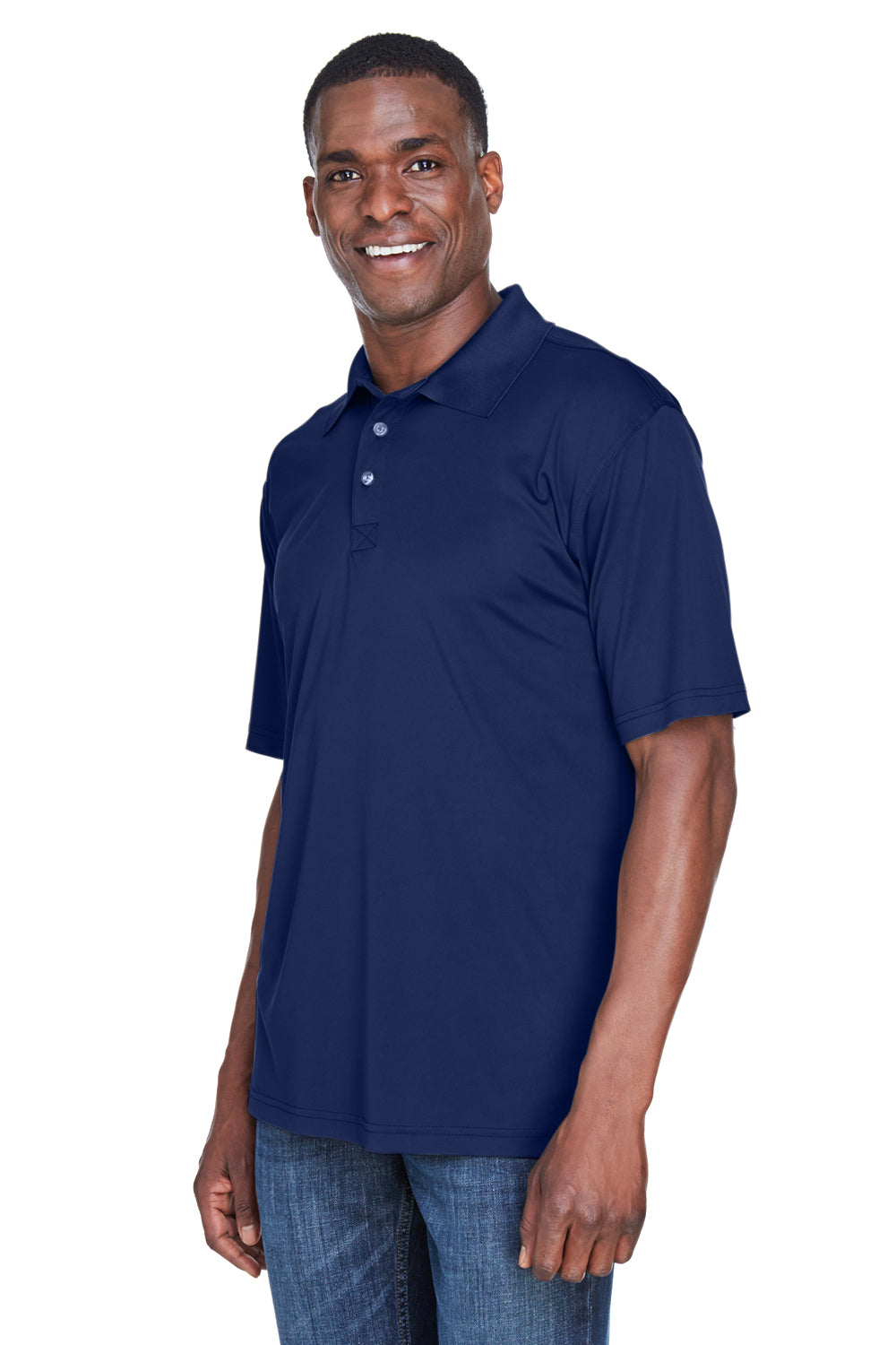 UltraClub 8425 Mens Cool & Dry Performance Moisture Wicking Short Sleeve Polo Shirt Navy Blue Model 3q