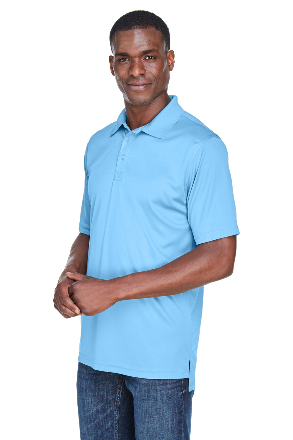 UltraClub 8425 Mens Cool & Dry Performance Moisture Wicking Short Sleeve Polo Shirt Columbia Blue Model 3q