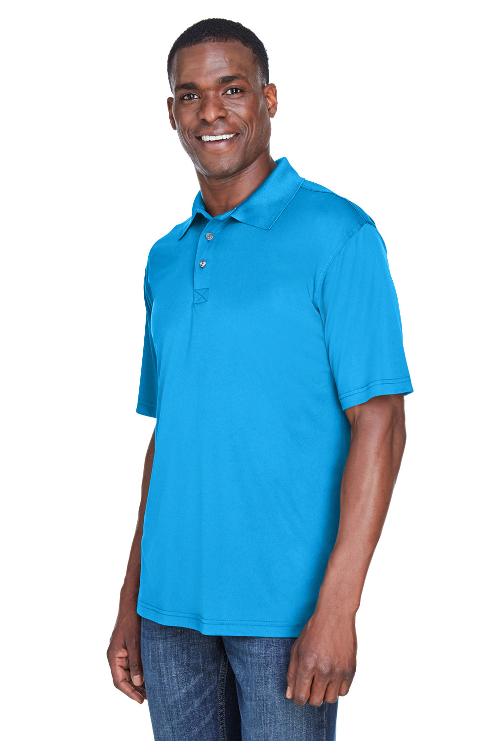 UltraClub 8425 Mens Cool & Dry Performance Moisture Wicking Short Sleeve Polo Shirt Sapphire Blue Model 3q