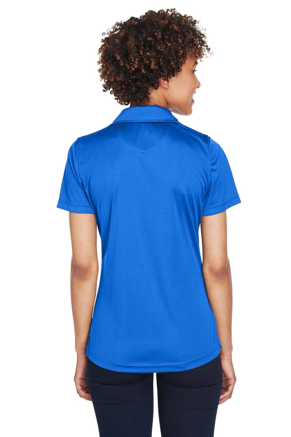 UltraClub 8425L Womens Cool & Dry Performance Moisture Wicking Short Sleeve Polo Shirt Royal Blue Model Back