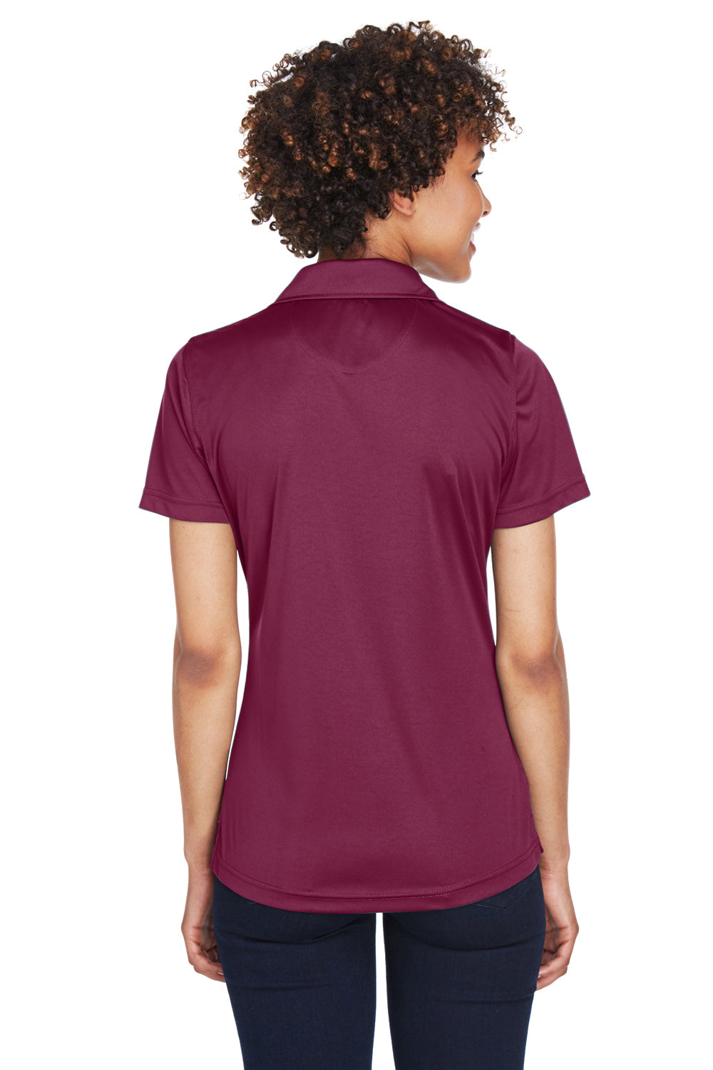 UltraClub 8425L Womens Cool & Dry Performance Moisture Wicking Short Sleeve Polo Shirt Maroon Model Back