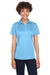 UltraClub 8425L Womens Cool & Dry Performance Moisture Wicking Short Sleeve Polo Shirt Columbia Blue Model Front