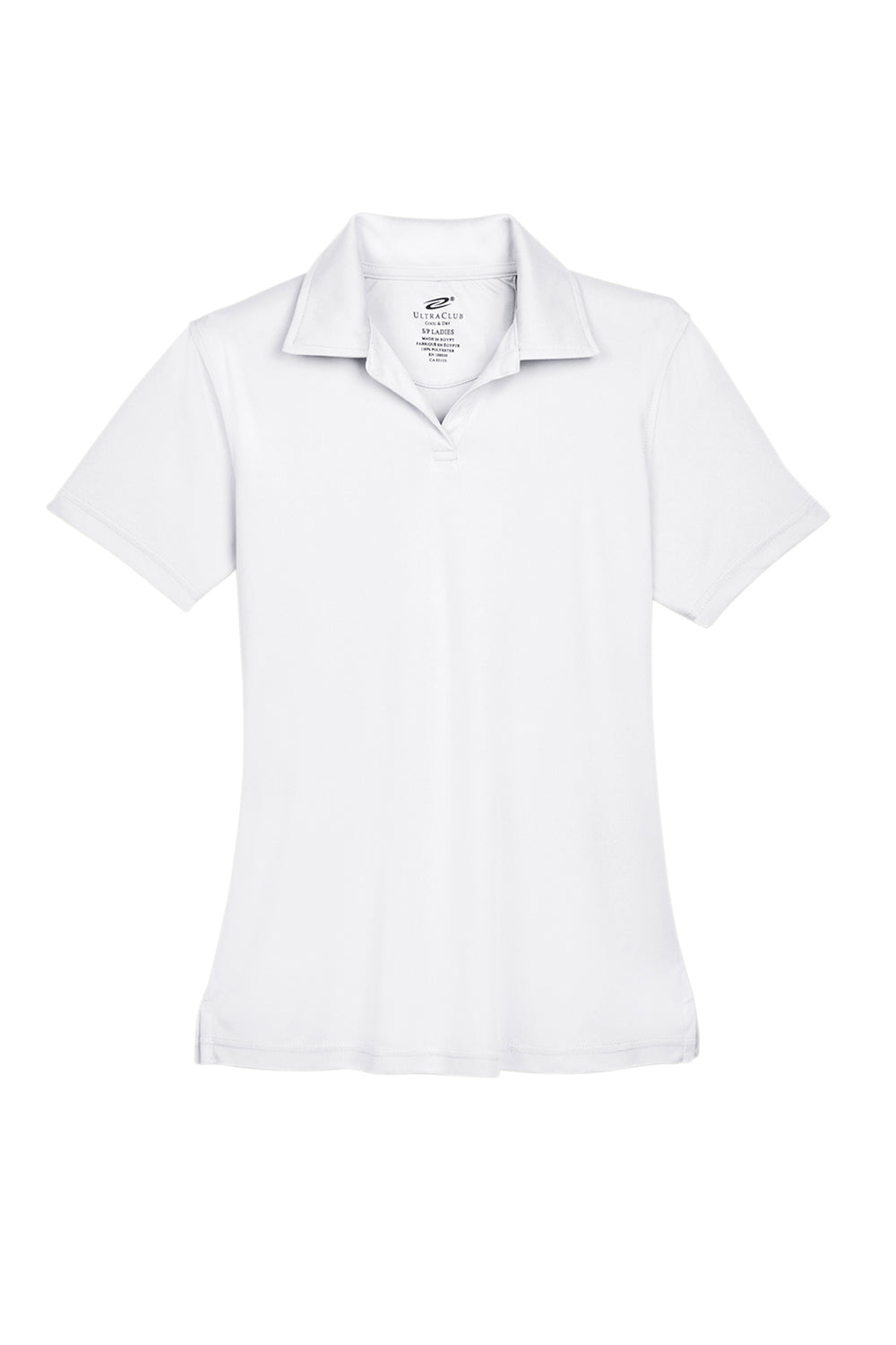 UltraClub 8425L Womens Cool & Dry Performance Moisture Wicking Short Sleeve Polo Shirt White Flat Front