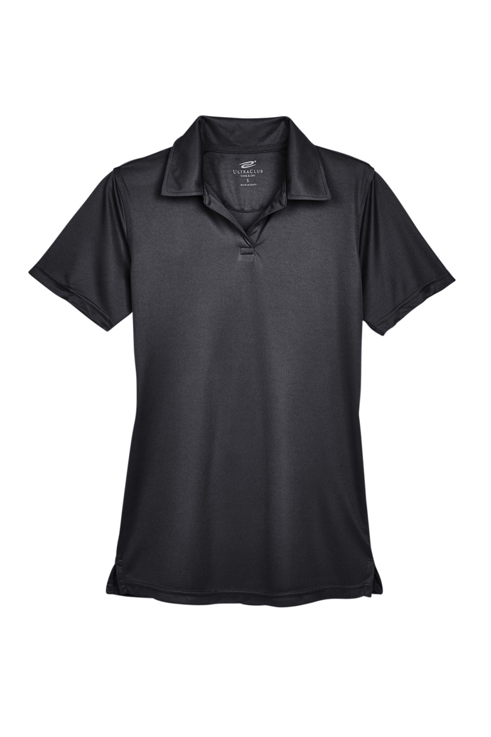 UltraClub 8425L Womens Cool & Dry Performance Moisture Wicking Short Sleeve Polo Shirt Black Flat Front