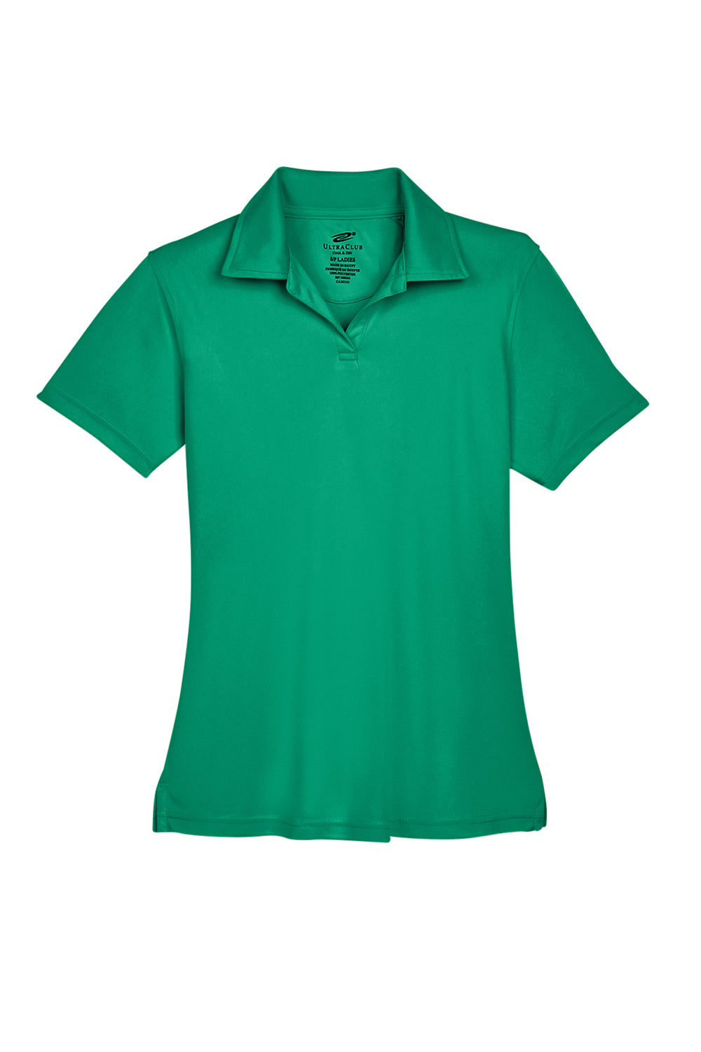 UltraClub 8425L Womens Cool & Dry Performance Moisture Wicking Short Sleeve Polo Shirt Kelly Green Flat Front