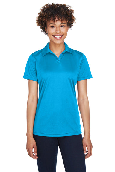 UltraClub 8425L Womens Cool & Dry Performance Moisture Wicking Short Sleeve Polo Shirt Sapphire Blue Model Front