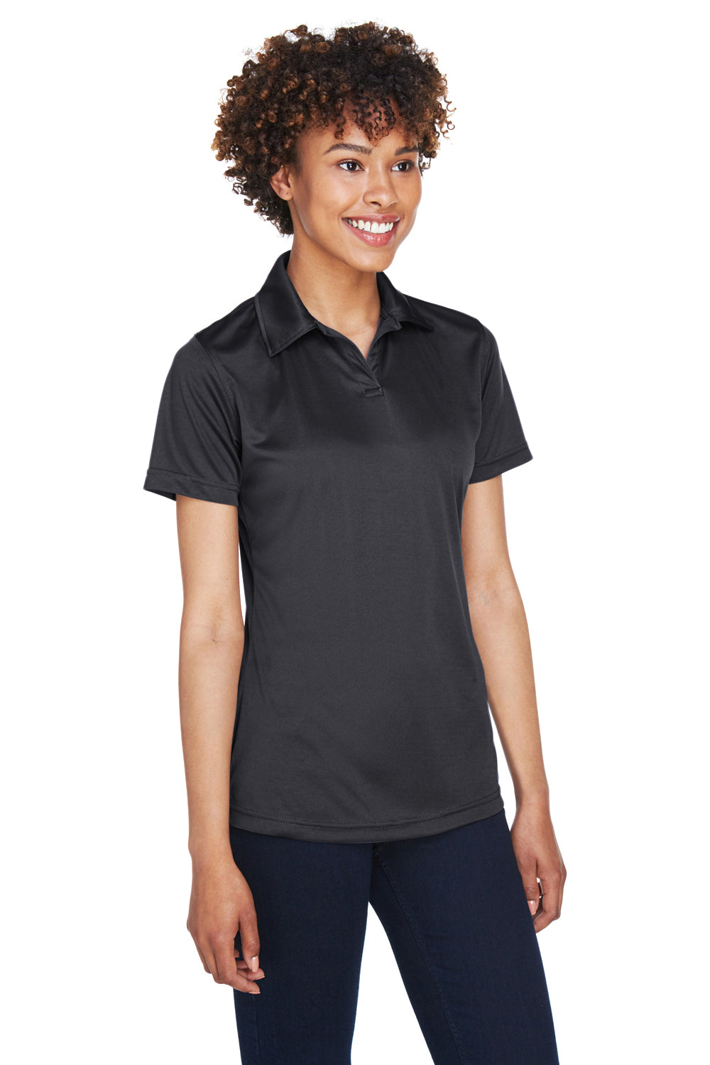 UltraClub 8425L Womens Cool & Dry Performance Moisture Wicking Short Sleeve Polo Shirt Black Model 3q