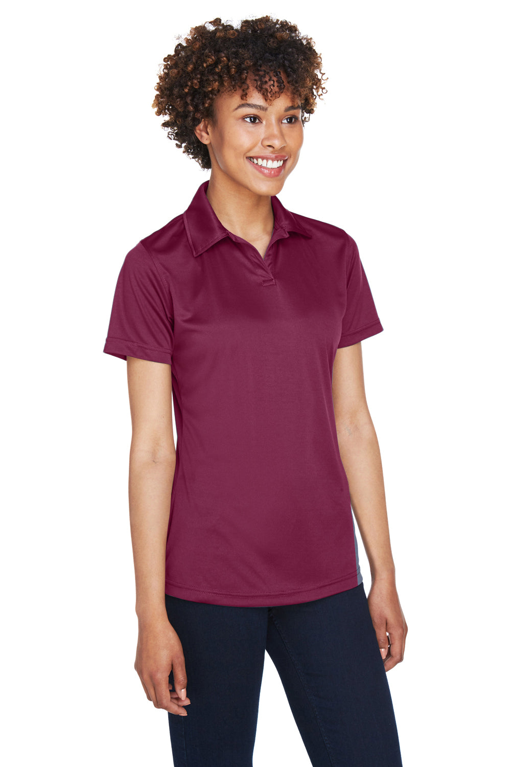 UltraClub 8425L Womens Cool & Dry Performance Moisture Wicking Short Sleeve Polo Shirt Maroon Model 3q