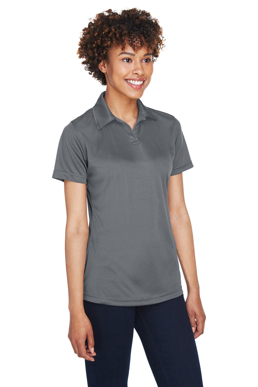 UltraClub 8425L Womens Cool & Dry Performance Moisture Wicking Short Sleeve Polo Shirt Charcoal Grey Model 3q