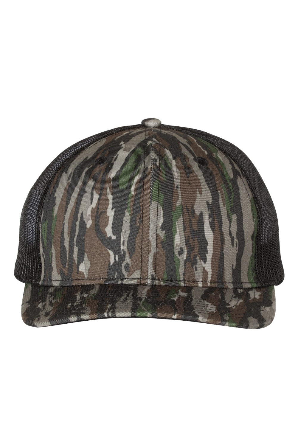 Richardson 112P Mens Printed Trucker Hat Realtree Original/Black Flat Front