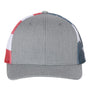 Richardson Mens Printed Mesh Snapback Trucker Hat - Heather Grey/Stars & Stripes - NEW