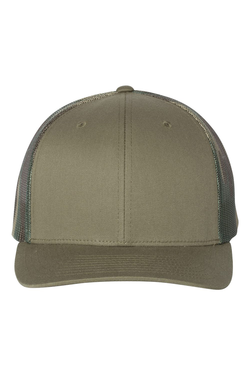 Richardson 112PM Mens Printed Mesh Trucker Hat Loden Green/Green Camo Flat Front