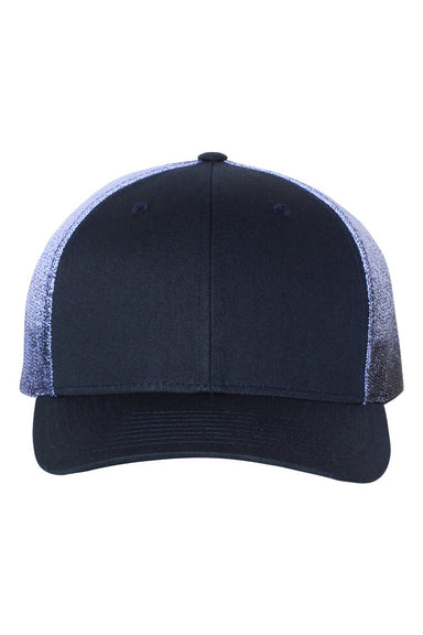 Richardson 112PM Mens Printed Mesh Trucker Hat Navy Blue/Navy to White Fade Flat Front