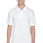 UltraClub Mens Cool & Dry Performance Moisture Wicking Short Sleeve Polo Shirt - White