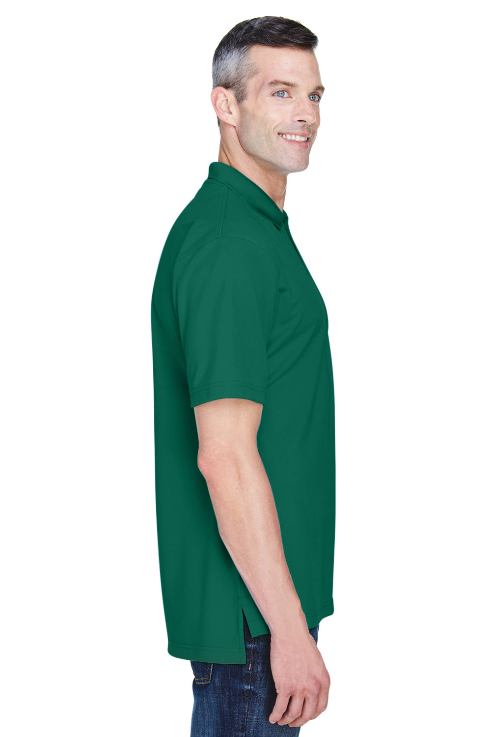 UltraClub 8445 Mens Cool & Dry Performance Moisture Wicking Short Sleeve Polo Shirt Forest Green Model Side