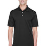 UltraClub Mens Cool & Dry Performance Moisture Wicking Short Sleeve Polo Shirt - Black