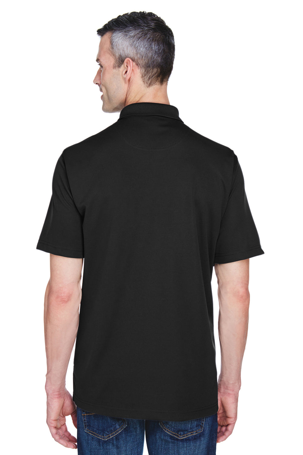 UltraClub 8445 Mens Cool & Dry Performance Moisture Wicking Short Sleeve Polo Shirt Black Model Back