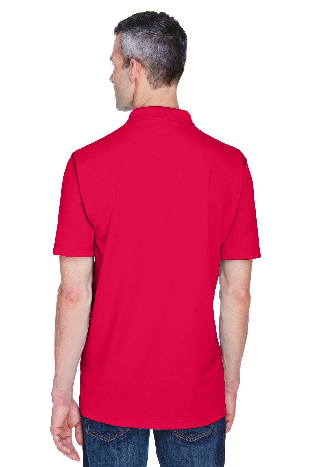 UltraClub 8445 Mens Cool & Dry Performance Moisture Wicking Short Sleeve Polo Shirt Red Model Back