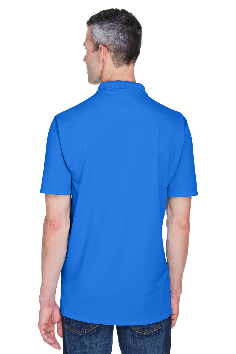 UltraClub 8445 Mens Cool & Dry Performance Moisture Wicking Short Sleeve Polo Shirt Royal Blue Model Back