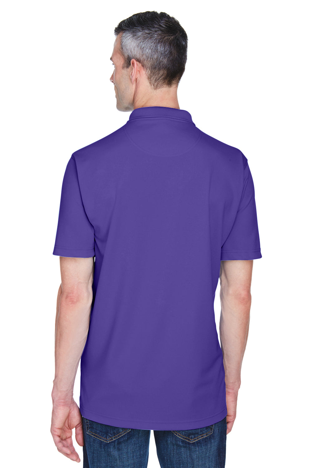 UltraClub 8445 Mens Cool & Dry Performance Moisture Wicking Short Sleeve Polo Shirt Purple Model Back