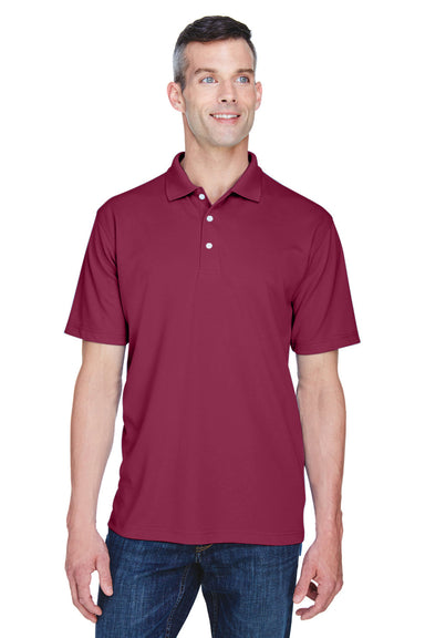 UltraClub 8445 Mens Cool & Dry Performance Moisture Wicking Short Sleeve Polo Shirt Maroon Model Front