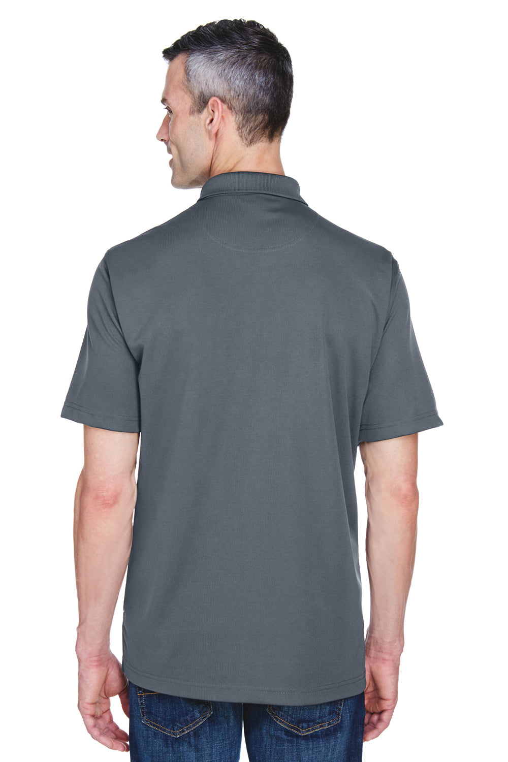 UltraClub 8445 Mens Cool & Dry Performance Moisture Wicking Short Sleeve Polo Shirt Charcoal Grey Model Back