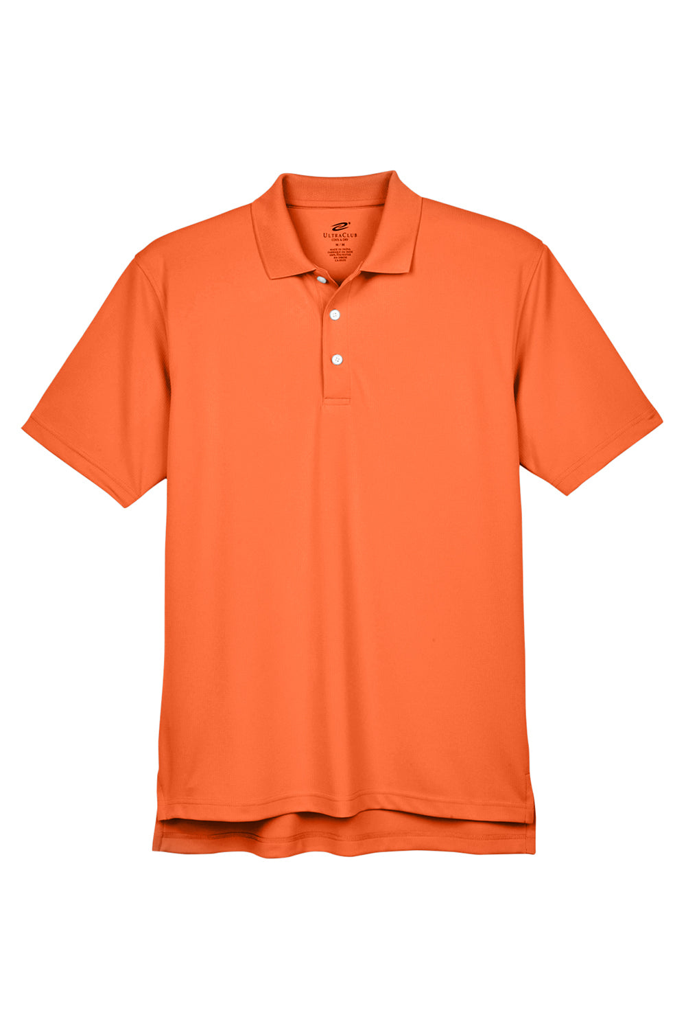 UltraClub 8445 Mens Cool & Dry Performance Moisture Wicking Short Sleeve Polo Shirt Orange Flat Front