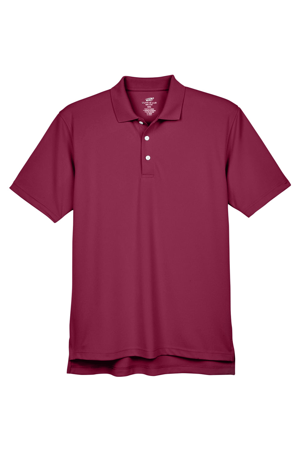 UltraClub 8445 Mens Cool & Dry Performance Moisture Wicking Short Sleeve Polo Shirt Maroon Flat Front