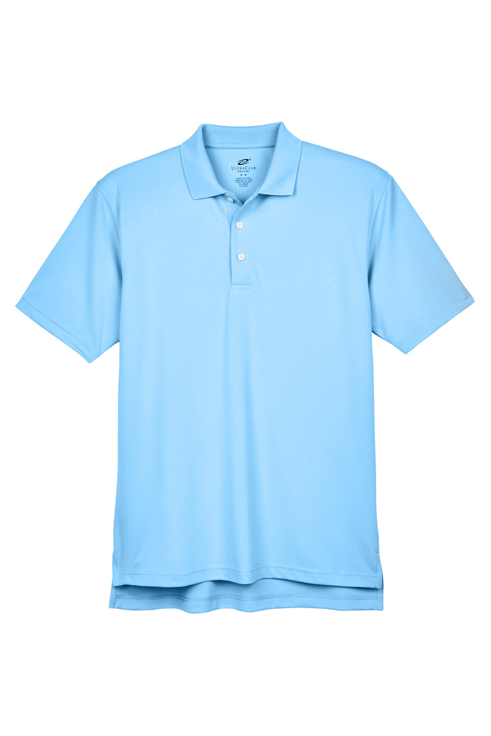 UltraClub 8445 Mens Cool & Dry Performance Moisture Wicking Short Sleeve Polo Shirt Columbia Blue Flat Front