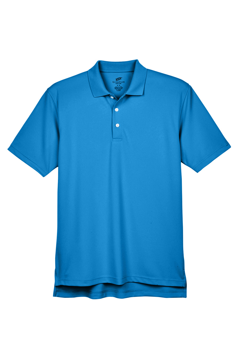 UltraClub 8445 Mens Cool & Dry Performance Moisture Wicking Short Sleeve Polo Shirt Pacific Blue Flat Front