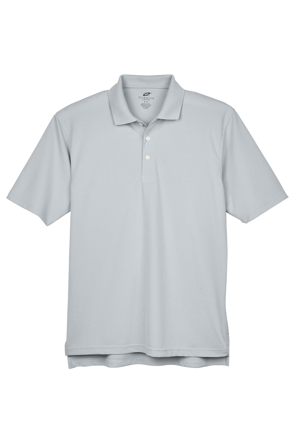 UltraClub 8445 Mens Cool & Dry Performance Moisture Wicking Short Sleeve Polo Shirt Silver Grey Flat Front