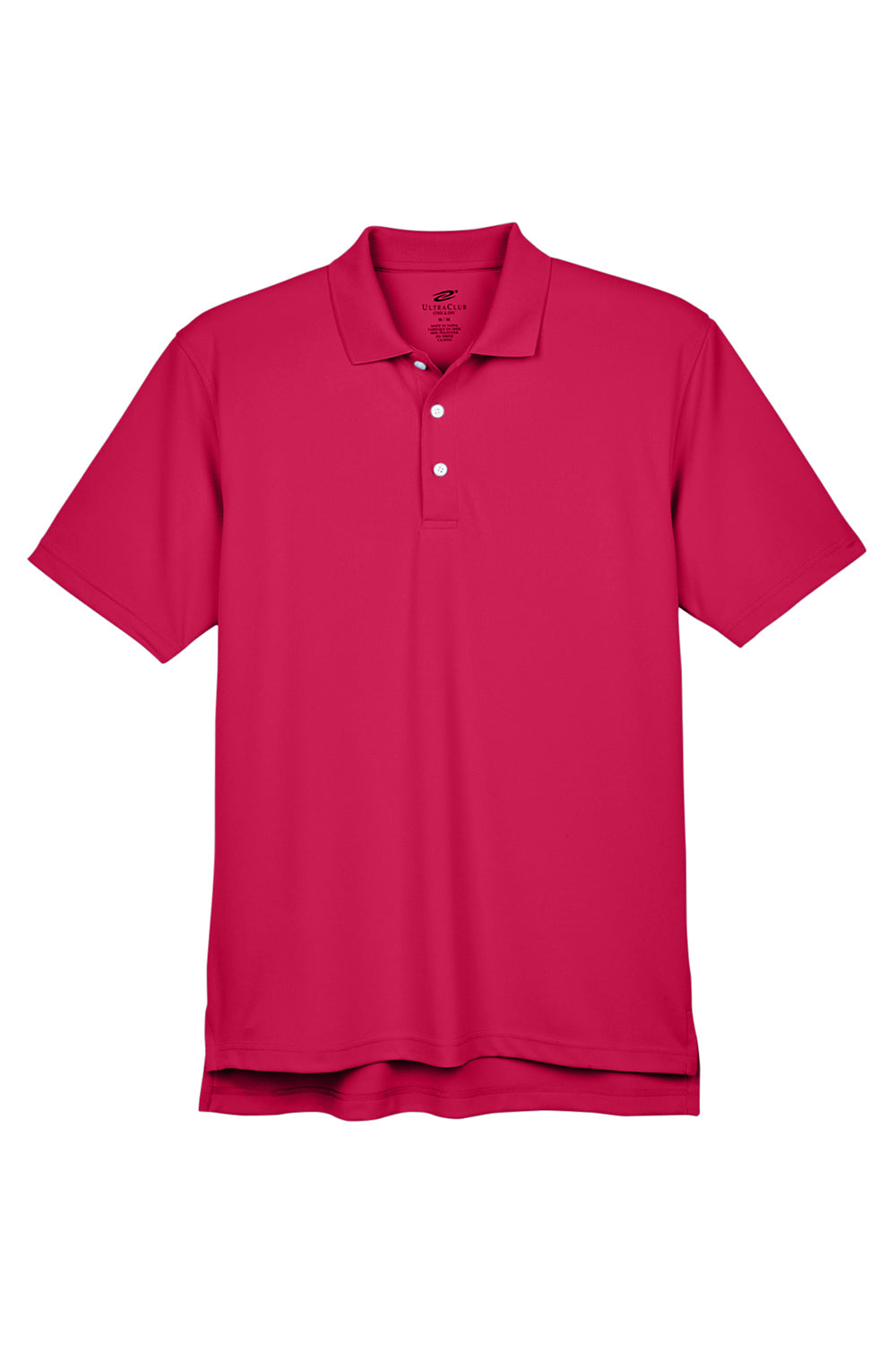 UltraClub 8445 Mens Cool & Dry Performance Moisture Wicking Short Sleeve Polo Shirt Cardinal Red Flat Front