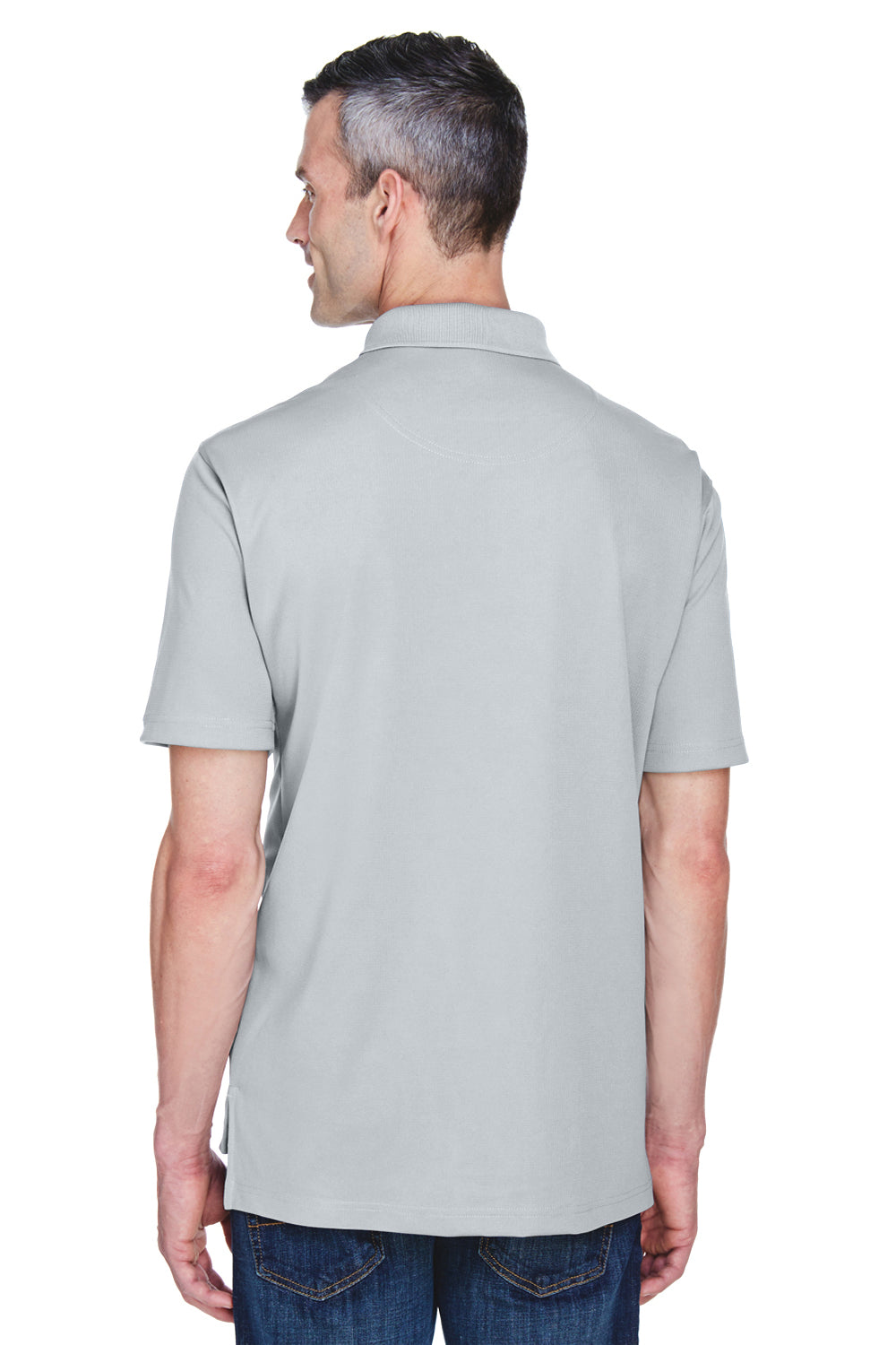 UltraClub 8445 Mens Cool & Dry Performance Moisture Wicking Short Sleeve Polo Shirt Silver Grey Model Back