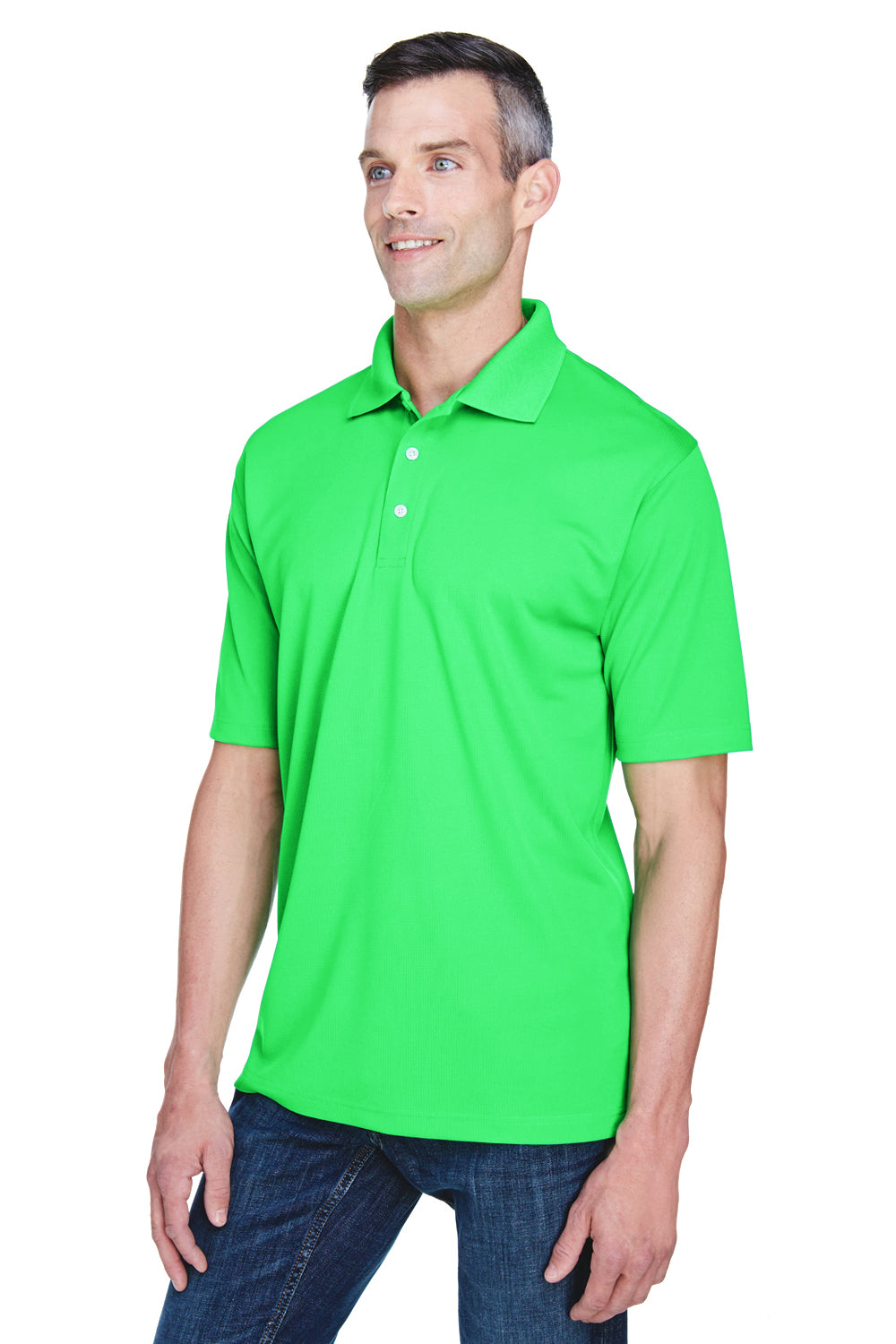 UltraClub 8445 Mens Cool & Dry Performance Moisture Wicking Short Sleeve Polo Shirt Cool Green Model 3q