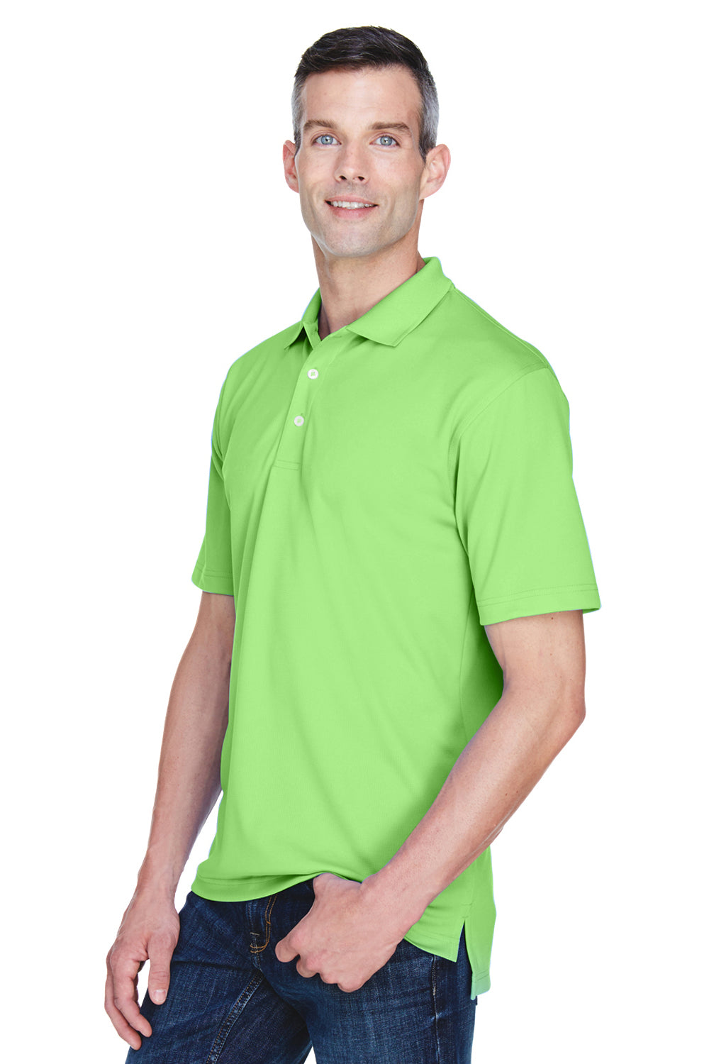 UltraClub 8445 Mens Cool & Dry Performance Moisture Wicking Short Sleeve Polo Shirt Light Green Model 3q